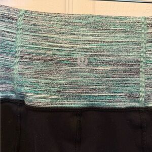lululemon athletica Black Leggings with Teal Waistband